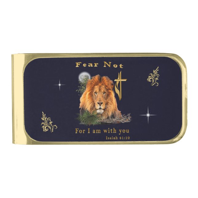 Fear not Isaiah 41:10 Gold Finish Money Clip (Front)