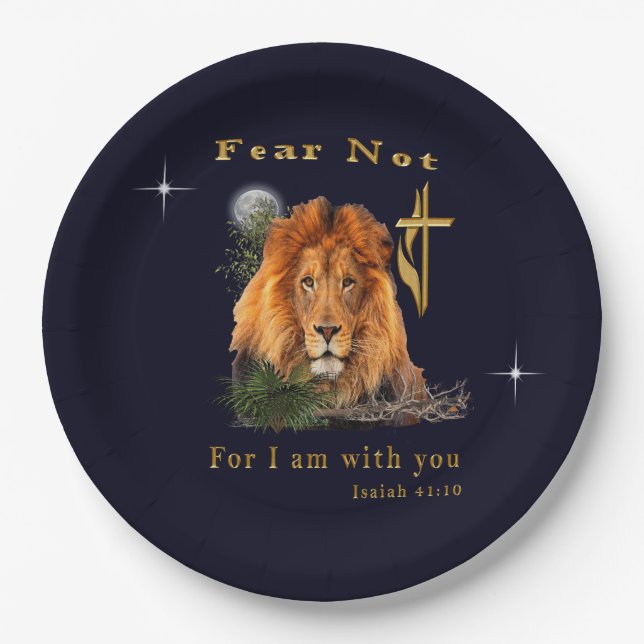 Fear not Isaiah 41:10 Paper Plates (Front)