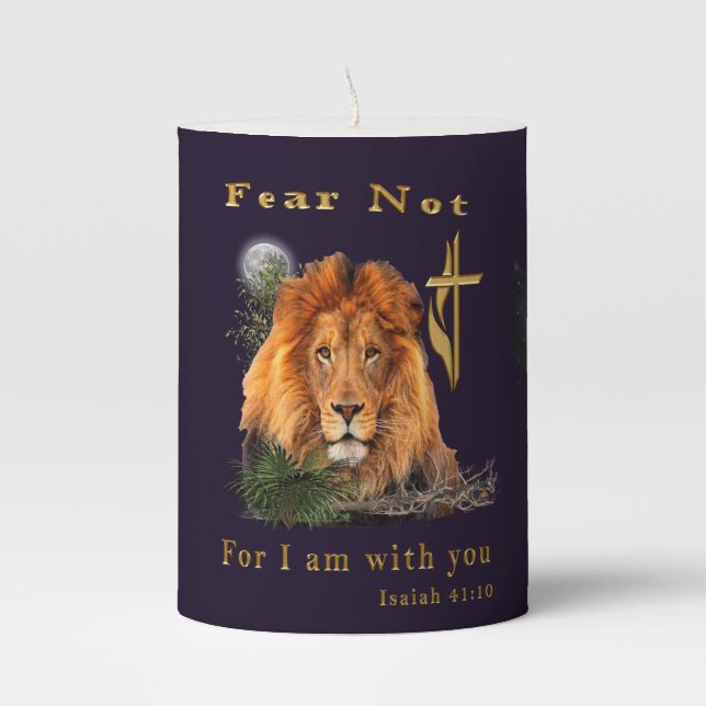 Fear not Isaiah 41:10 Pillar Candle (Front)