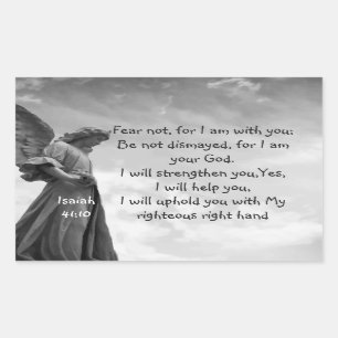 Fear Not, Isaiah Scripture Comforting Angel Rectangular Sticker