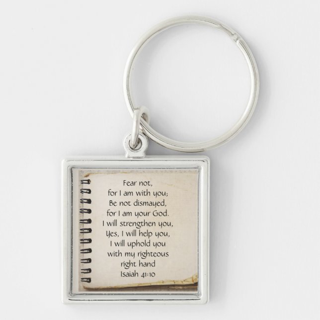 Fear Not, Isaiah Scripture Vintage Note Paper Keychain (Front)