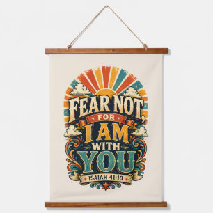 Fear Not Retro Christian Sunburst Scripture Print Hanging Tapestry