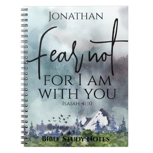 Fear Not Watercolor Nature Christian Gift for Him Notebook