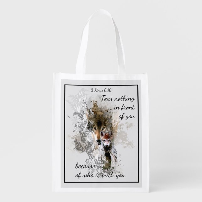 Fear Nothing in front of you Inspirational Quote Grocery Bag (Front)