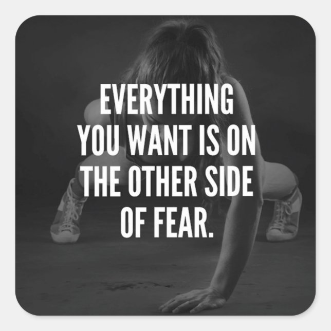 FEAR NOTHING - Women's Workout Motivational Square Sticker (Front)
