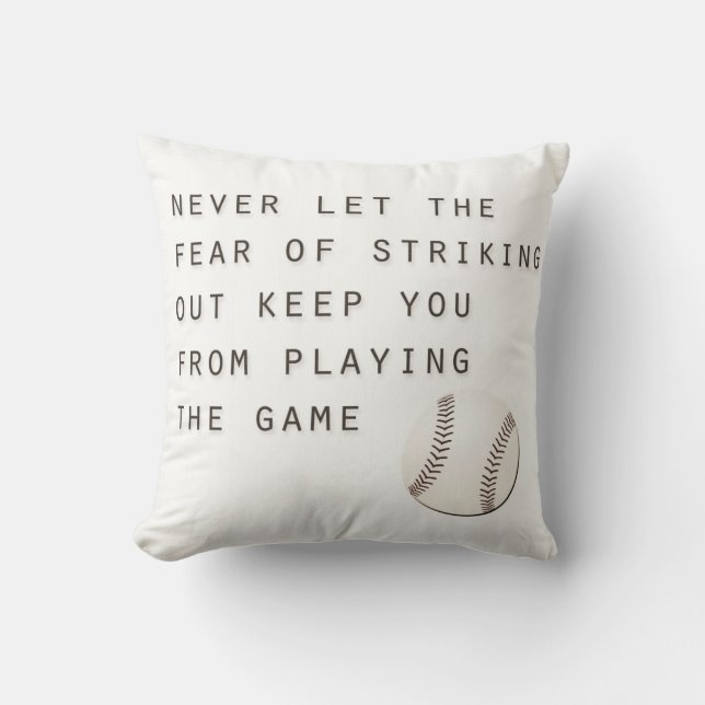 fear of striking out inspirational modern baseball throw pillow (Front)