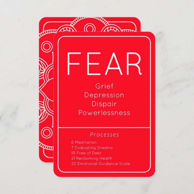 Fear Red Law of Attraction Emotion Process Card (Front/Back)