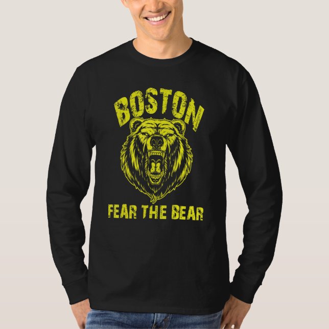Fear The Bear Hockey Be Aware Of Boston Bruin Wild T-Shirt (Front)