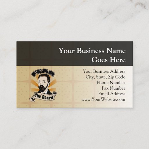 Customizable Fear the Beard, Funny Mustache Business Card Template