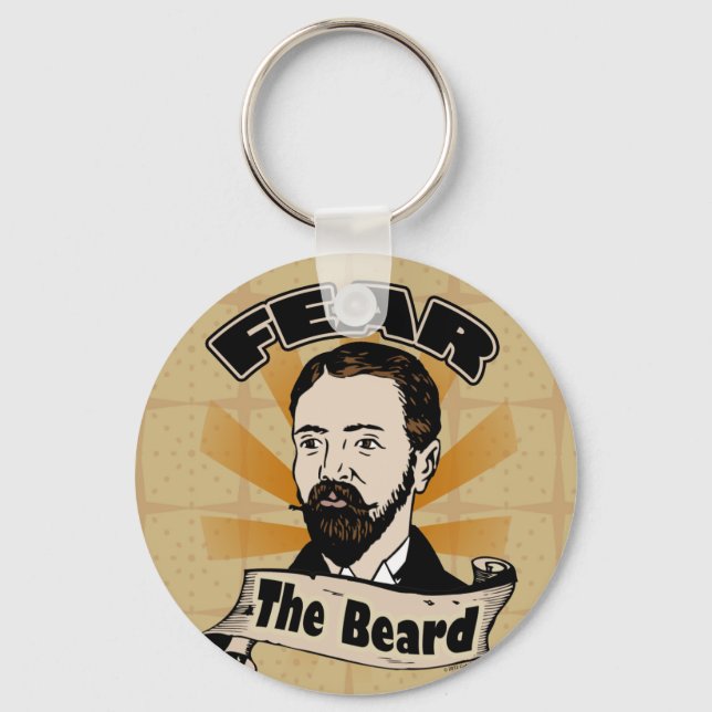 Fear the Beard, Funny Mustache Keychain (Front)