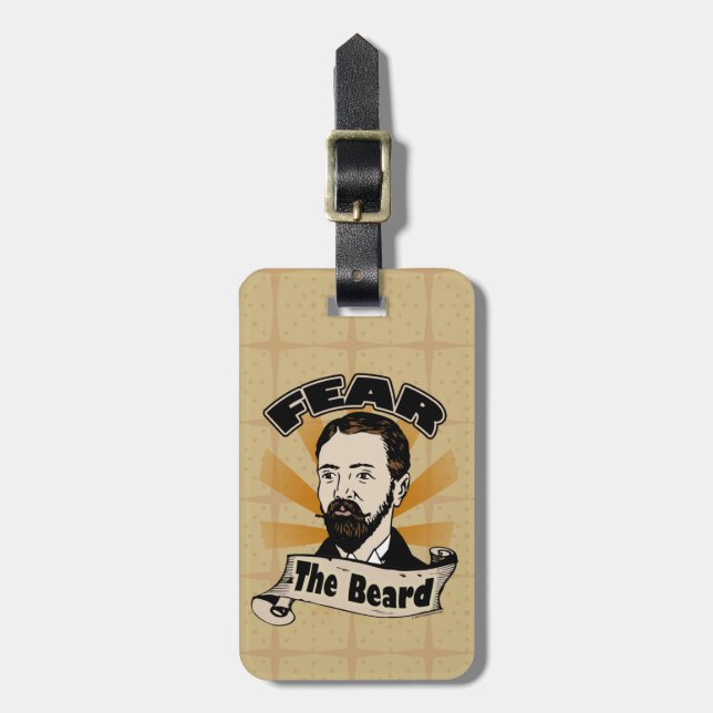 Fear the Beard, Funny Mustache Luggage Tag (Front Vertical)