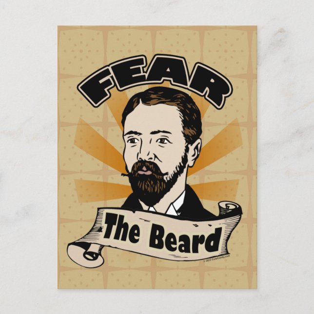 Fear the Beard, Funny Mustache Postcard (Front)
