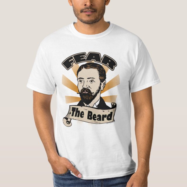 Fear the Beard, Funny Mustache T-Shirt (Front)