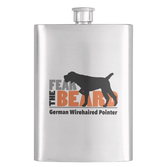 Fear the Beard - German Wirehaired Pointer Flask (Front)