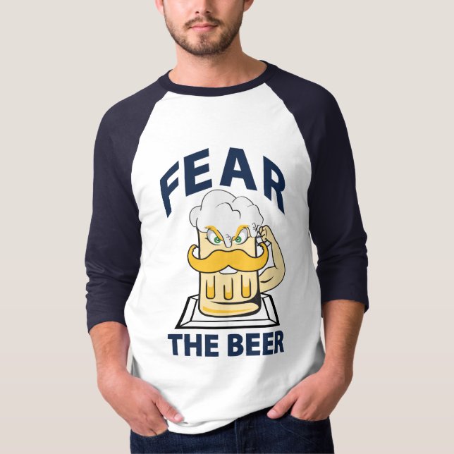 Fear the Beer Baseball, Blue Lettering, Jersey T-Shirt (Front)
