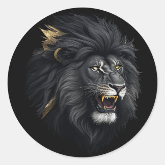 Fear, the black lion classic round sticker