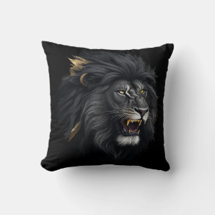Fear, the black lion throw pillow