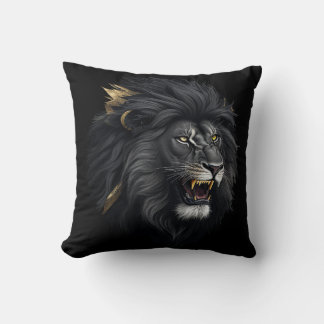 Fear, the black lion throw pillow