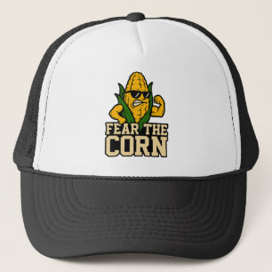 Fear the Corn Funny Nebraska Corn Mascot Muscle Trucker Hat