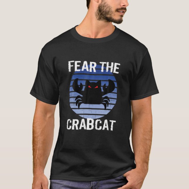 Fear the Crabcat Funny Crab cat Cryptid Cryptozool T-Shirt (Front)