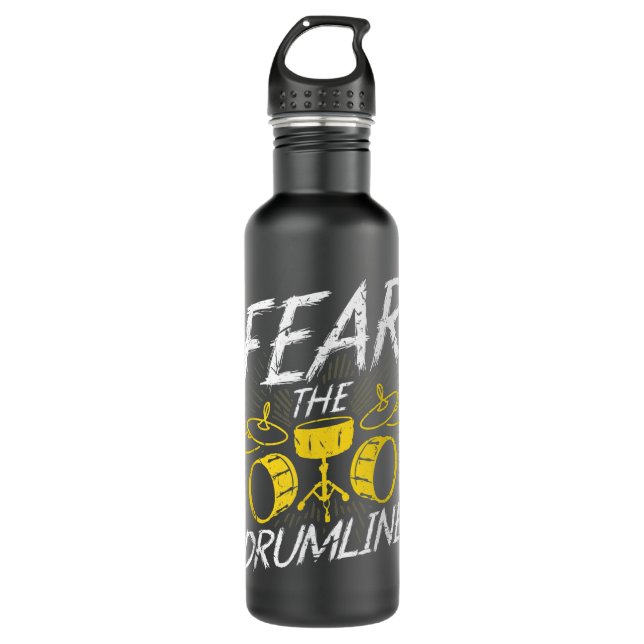 Fear The Drumline, Marching Band Percussionist1 Stainless Steel Water Bottle (Front)