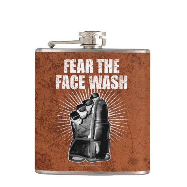 Fear The Face Wash (Hockey) Flask (Front)