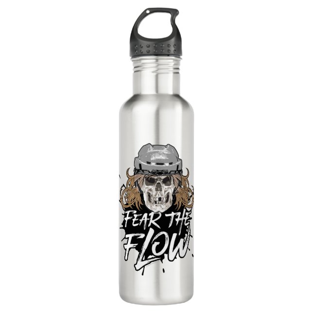 Fear The Flow (hockey hair) Stainless Steel Water Bottle (Front)