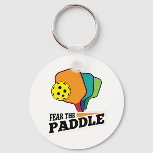 Fear the Paddle Funny Pickleball Picklballs and Pi Keychain