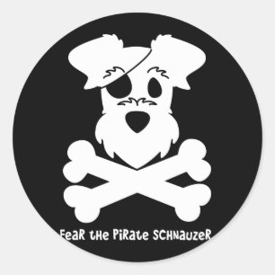 Fear the Pirate Schnauzer Classic Round Sticker