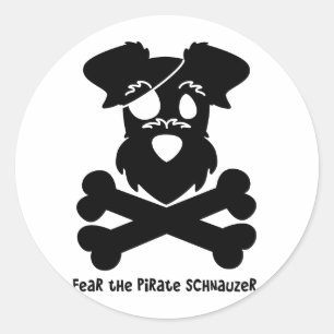 Fear the Pirate Schnauzer Classic Round Sticker