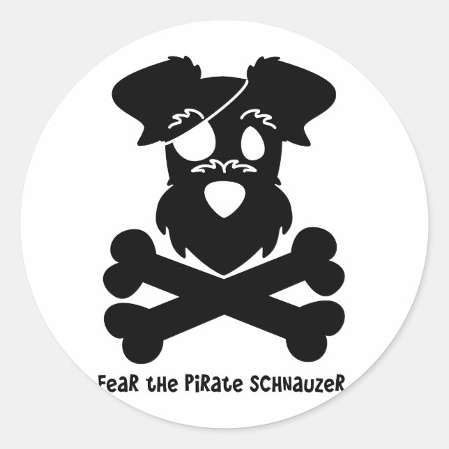 Fear the Pirate Schnauzer Classic Round Sticker (Front)