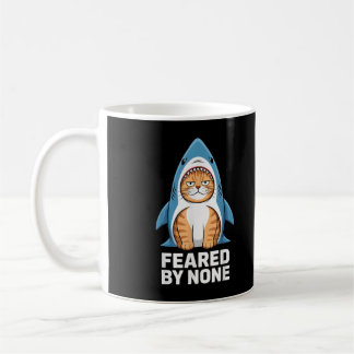 Feared By None Funny Cat in Shark Costume Humor Coffee Mug