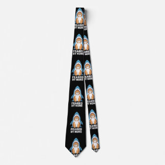 Feared By None Funny Cat in Shark Costume Humor Neck Tie
