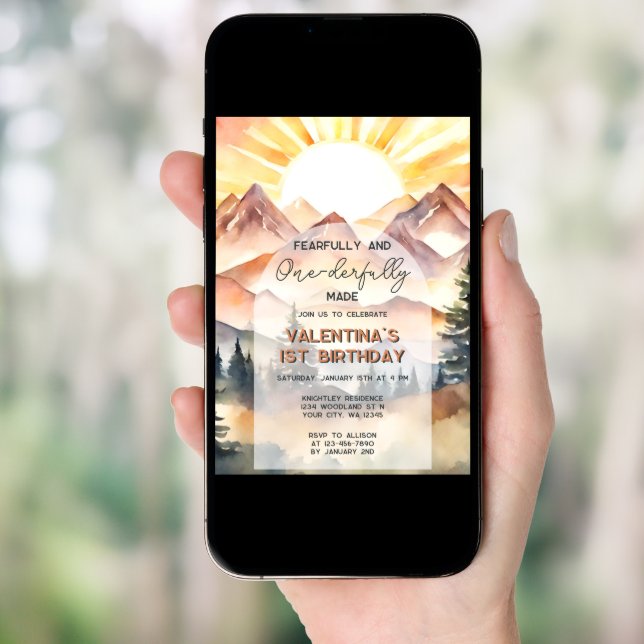 Fearfully and Onederfully Made First Birthday Invitation (Front Digital)