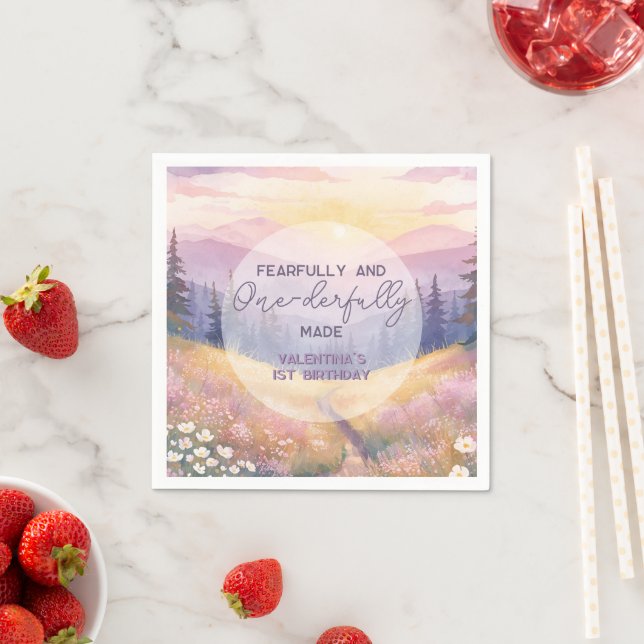 Fearfully and Onederfully Made Girl First Birthday Napkins (Insitu)