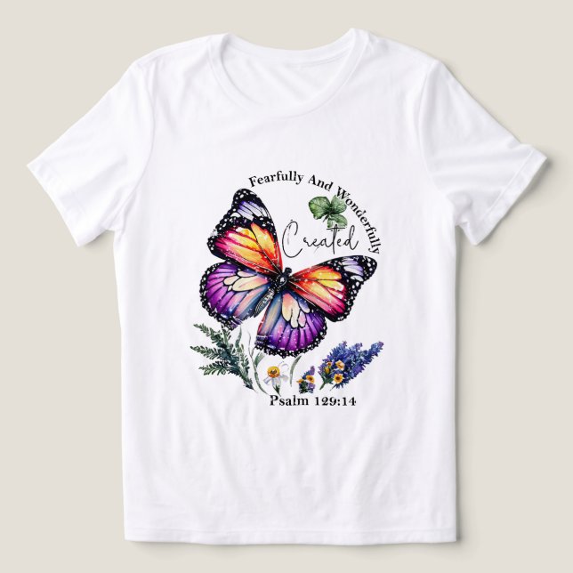 Fearfully and wonderfully created bible quote Tri-Blend shirt (Design Front)