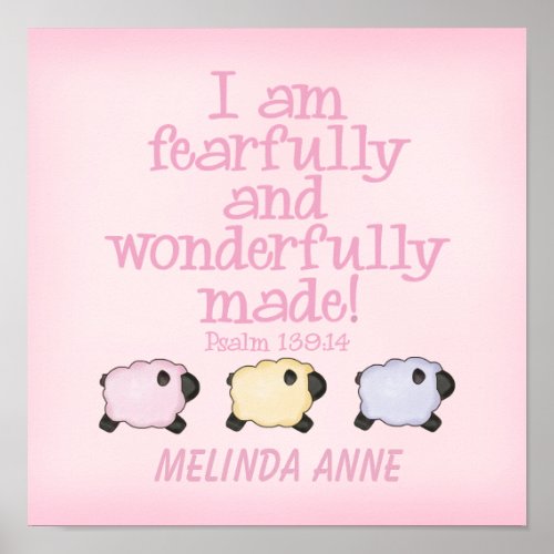 Fearfully and Wonderfully Made 12x12 Print _ Pink