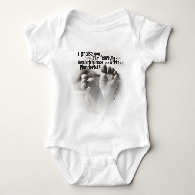Fearfully and wonderfully made baby bodysuit (Front)
