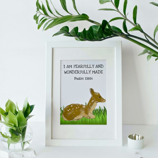 Fearfully And Wonderfully Made Baby Deer Woodland Poster (Frame Sold Separately )