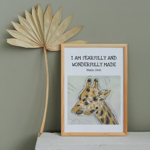 Fearfully And Wonderfully Made Baby Giraffe Grunge Poster