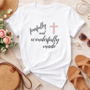 Fearfully and Wonderfully Made Bible Verse Cross T-Shirt