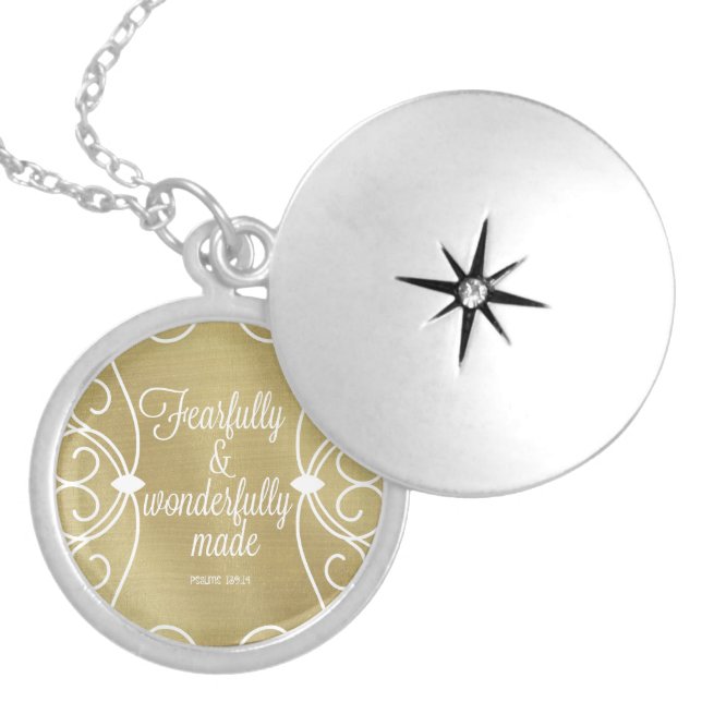 Fearfully and Wonderfully Made Bible Verse Locket Necklace (Front)