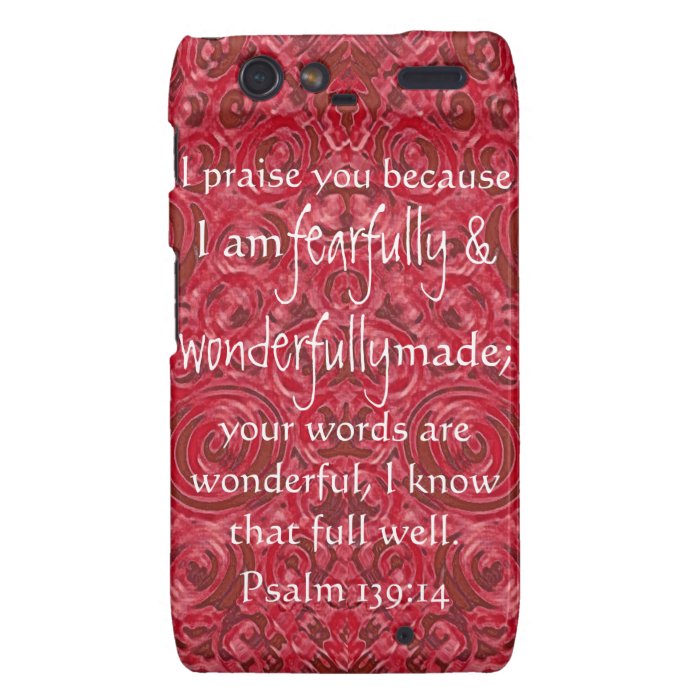 fearfully and wonderfully made bible verse Psalm Motorola Droid RAZR Case