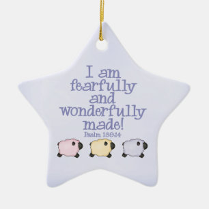 Fearfully and Wonderfully Made - Blue Ceramic Ornament