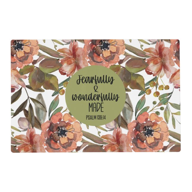 Fearfully and Wonderfully Made Floral Placemat (Front)