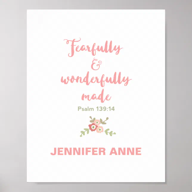 Fearfully and Wonderfully Made Nursery Poster | Zazzle