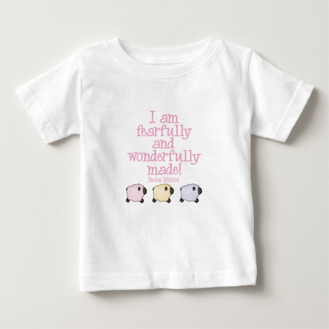 Fearfully and Wonderfully Made - Pink Baby T-Shirt (Front)