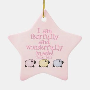 Fearfully and Wonderfully Made - Pink Ceramic Ornament