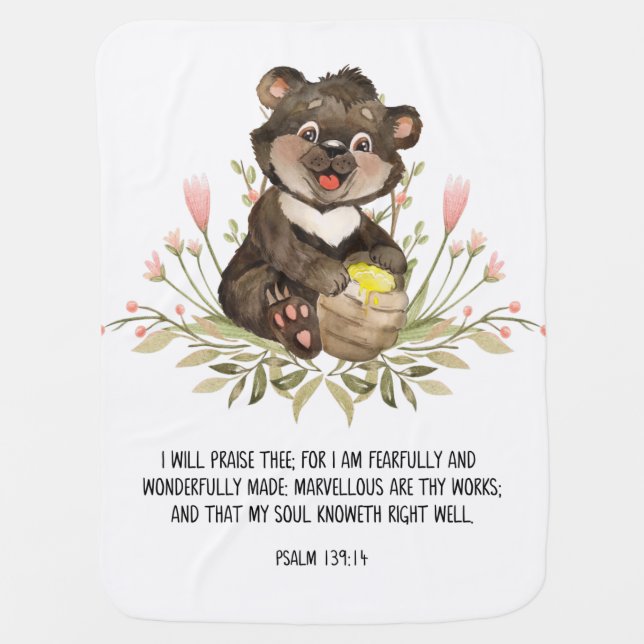 Fearfully And Wonderfully Made, Psalm 139:14,  Baby Blanket (Front)