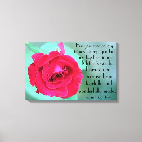 Fearfully and Wonderfully made Psalms bible verse Canvas Print